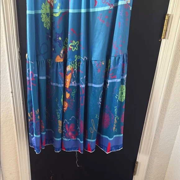 Adult encanto Maribel Floral Dress - White and Blue - Picture 7 of 8